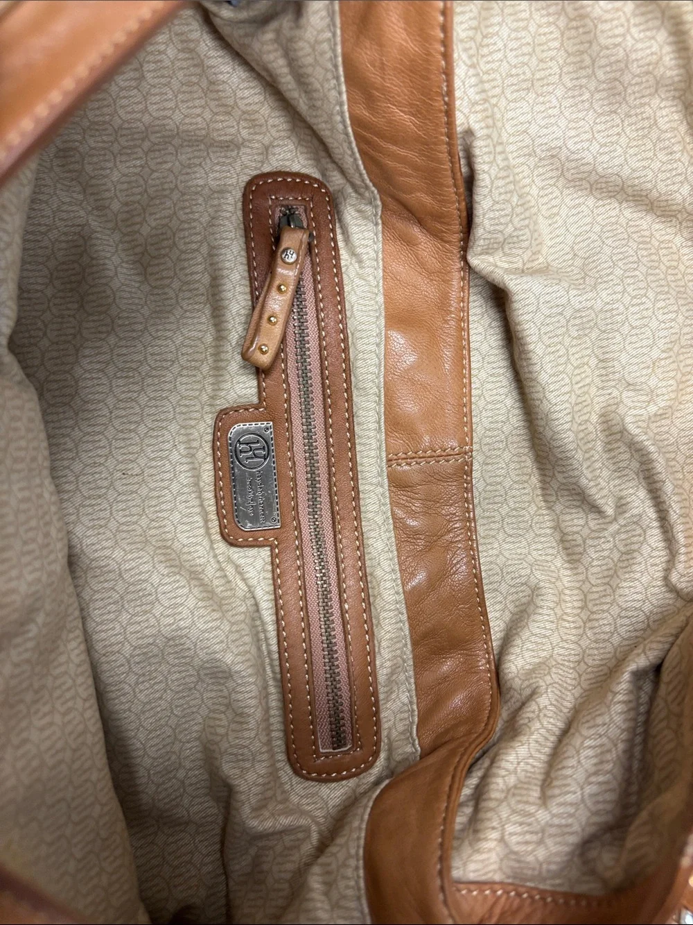 Women's Cognac Leather Shoulder Bag with Fringe Tassel